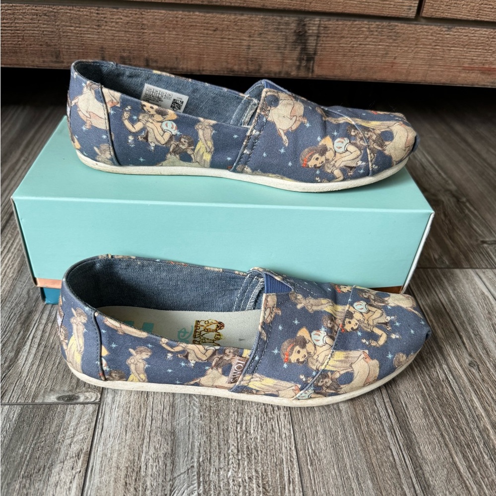 Blue Patterned Women's Slip-On Shoes